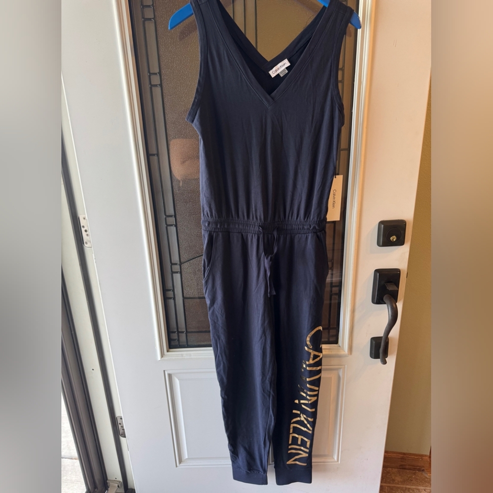 Calvin Klein Navy Jumpsuit with Gold Logo